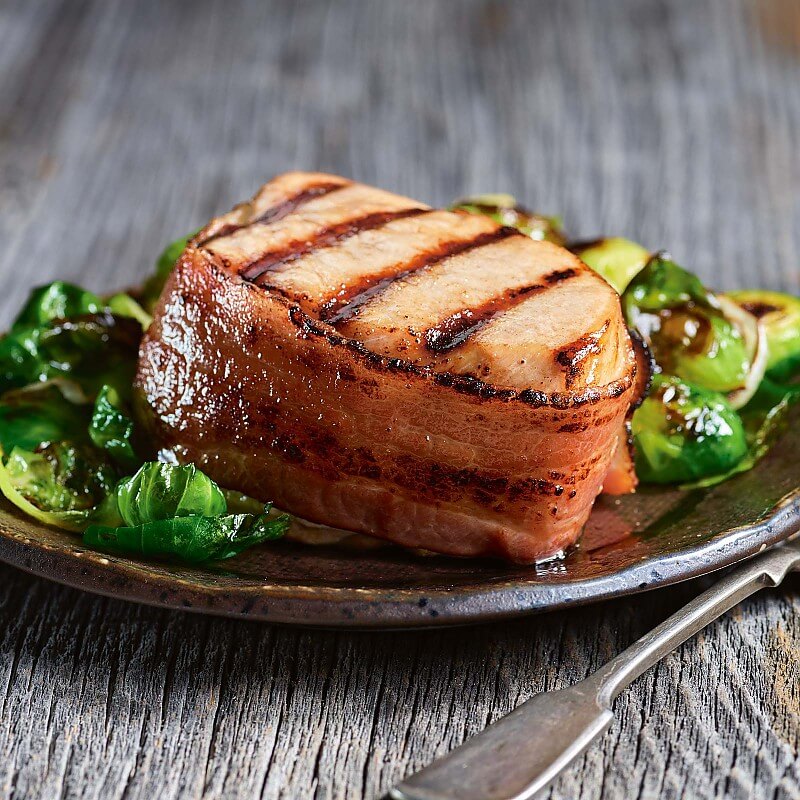 Bacon Wrapped Pork Chops Kansas City Steaks