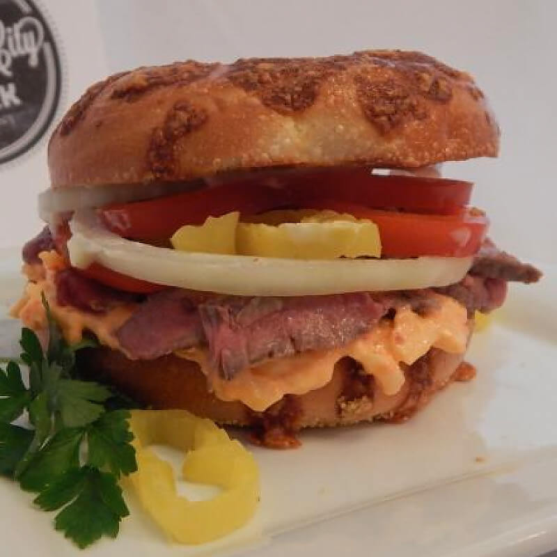 Pimento and Fried Green Tomato Steak Sandwich