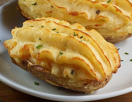 Twice Baked Potatoes with Sour Cream, Cheddar and Chive Twice Baked Potatoes with Sour Cream, Cheddar and Chive