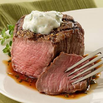 Grilled Filet Mignon with Blue Cheese Flan recipe