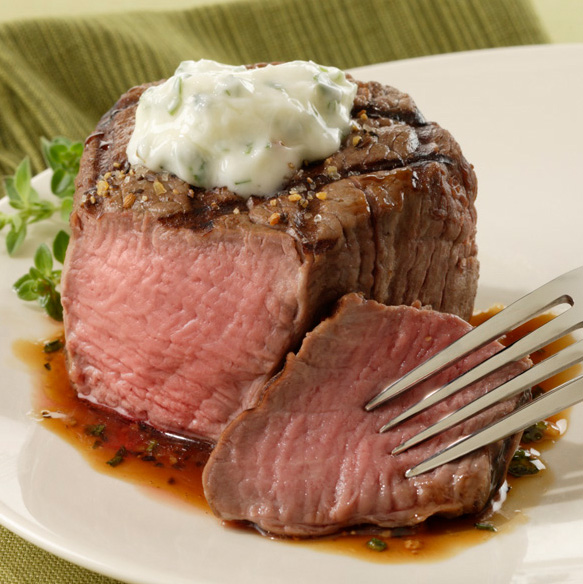 Grilled Filet Mignon with Blue Cheese Flan Recipe